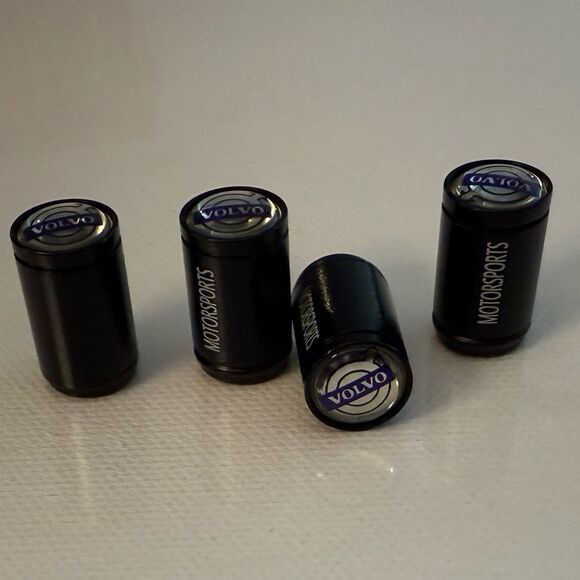 Volvo Motorsports Valve Stem Caps in Black Set of 4 NWT - Picture 3 of 4